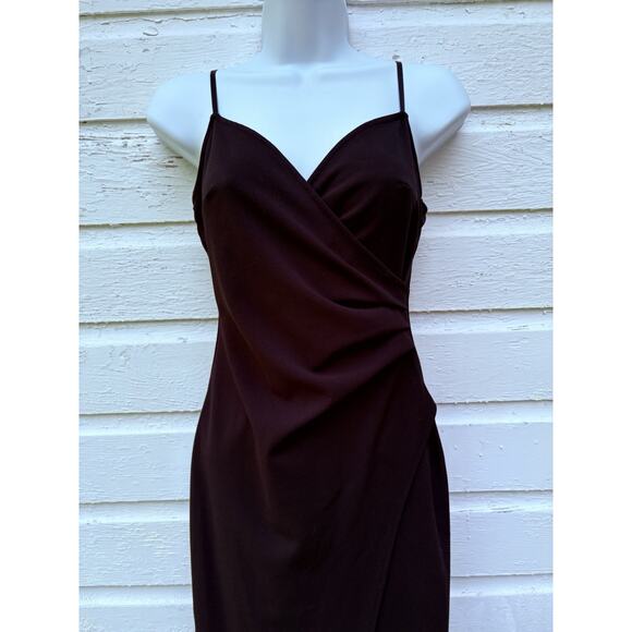 Emerald Sundae Junior Small Black Strappy V Neck Long Gown Dress Leg Slit - Picture 3 of 6